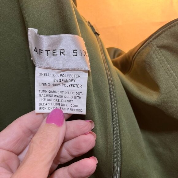 After Six “Nathalie” Ruched One-Shoulder Satin Gown – Size L (Olive Green) - Picture 12 of 16